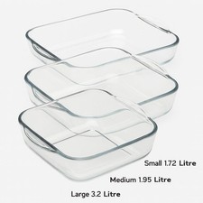 Borcam Square Glass Kitchen Casserole Baking Dish Oven Bakeware Roaster