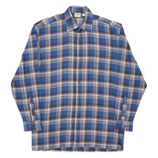 EXPLORER Mens Flannel Shirt Blue Check Long Sleeve M