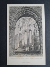 Antique 1833 print - Tynemouth Priory & Castle - Northumberland - Thomas Allom