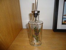 Vintage Hand Painted Leaf Pattern Olive Oil Vinegar Bottle Artist Initials CF