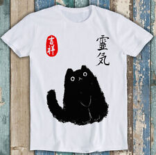 Japanese Poster Black Cat Art Print Cat Lovers Funny Gift Tee T Shirt 2062