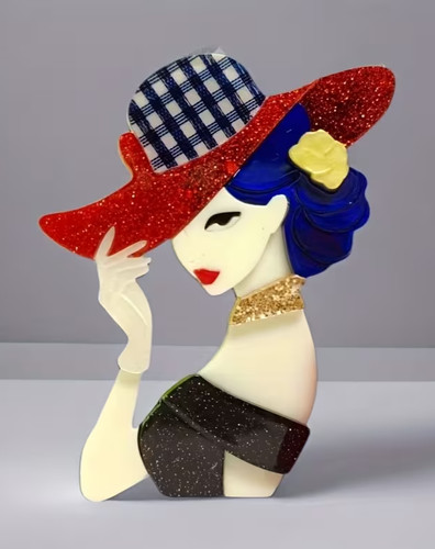 Stylish lady checkered - lady, hat