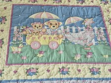 Handmade Patchwork Quilted  Cot Bed Throw / Playmat - 58" x 49"