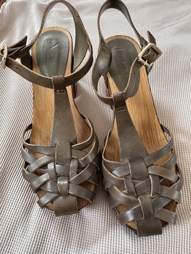 Topshop leather wooden clogs - topshop,