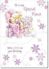 Doodlecards Nana Birthday Card Cute Teddy Bear Story