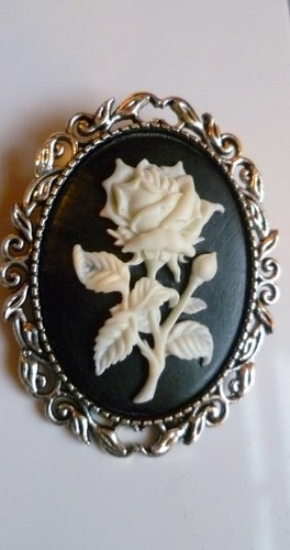 White rose brooch medieval - rose, pin