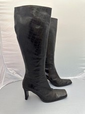 Jones Bootmaker Knee High Ladies Leather Boots EU 40 (UK 7) Chocolate Croc 