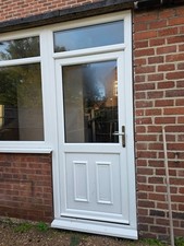 White PVC Back Door and Frame - Half Glass Door