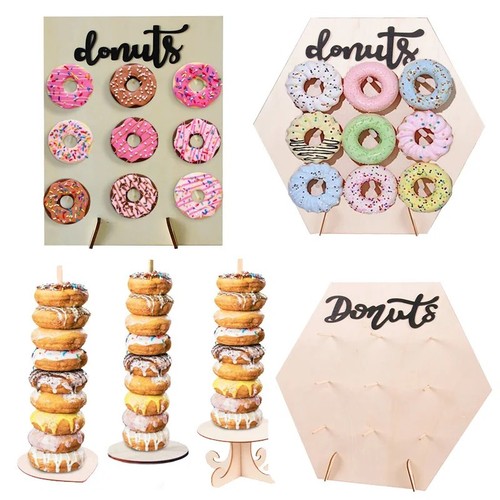 Wooden doughnut display stand - doughnut,