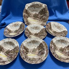 Vintage Johnson Bros Old English Countryside 6 Small Bowls And Serving Bowl