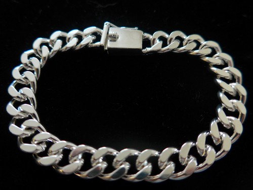 Silver 10mm curb - silver, mens