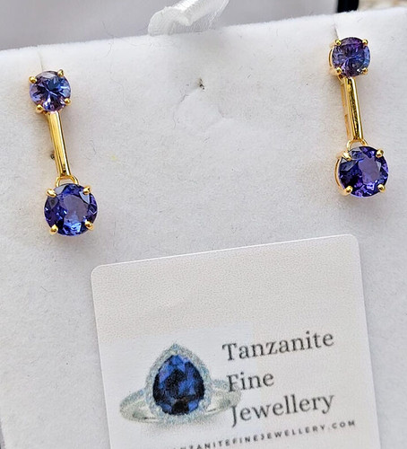 Tanzanite aaaa drop earrings - aaaa,