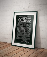 A3 Size - Proclamation of the Irish Republic Wall Art Replica Dark Green & White