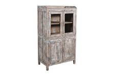 Antique Indian 1930s Teak Wood Glass Almirah – Kitchen/Bathroom Cabinet