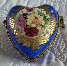 Vtg blue heart hinge lid - vtg,