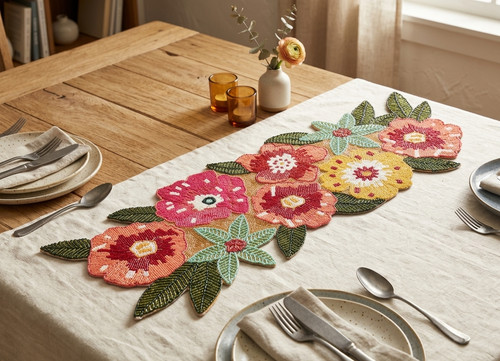 Multicolor floral table runner - multicolor,