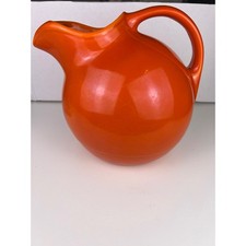 Vintage Fiesta Ware Harlequin Ball Pitcher Jug Orange Ceramic Kitchen Serving