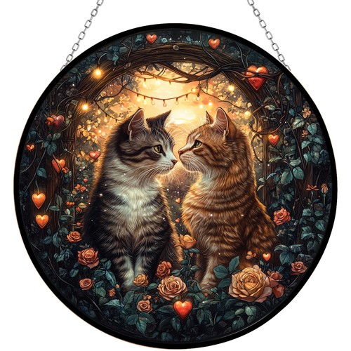 Colorful cat couple - colorful,