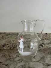 Vintage Antique Painted Glass Jug