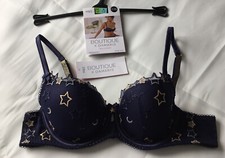 MARKS & SPENCER BOUTIQUE X DAMARIS NAVY / GOLD STARS BALCONY BRA  SIZE 34A  NEW