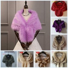 Wedding Cape Faux Fur Shawl Stole Wrap Rabbit Fur Shrug Scarf Party UK6-10 BJ
