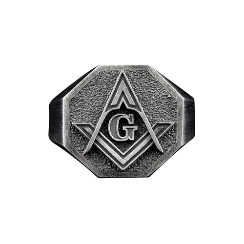 Masonic oxidized silver - oxidized, ring
