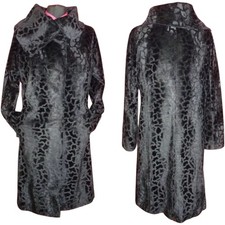 Max Danieli Womens UK 16 Eu 44 Vintage Black Cowl Neck Faux Fur Long Coat