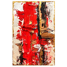 Volumetric textured impasto painting mixed media abstraction 6x4in so