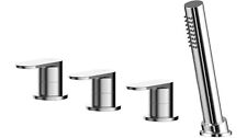 Nuie Deck Mounted 4 Tap Hole Bath Shower Mixer Tap with Handheld Shower Bathroom