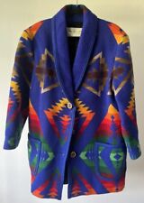 Vintage Pendleton Blanket Coat Jacket Blue Wool Yellowstone Large Antler Buttons