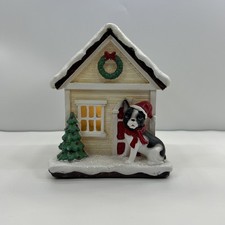 Boston Terrier Doghouse Christmas Ornament / Boston Terrier in a Santa hat&scarf