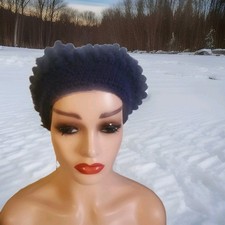 Handmade Chunky Popcorn Stitch Slouchy Beanie – Deep Navy Blue – Cozy...