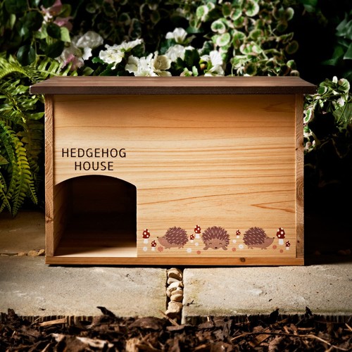 Wooden hedgehog house outdoor - house,