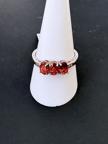 Sterling silver garnet ring - silver,
