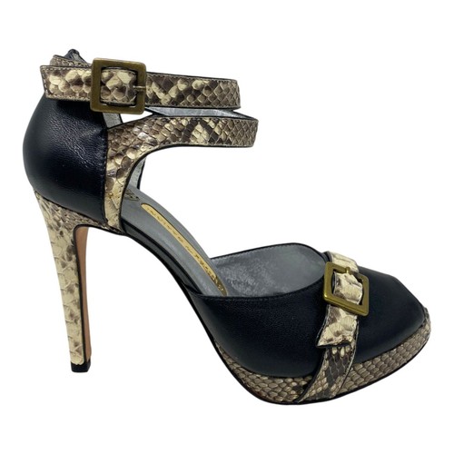 Real snake skin heels black - snake,