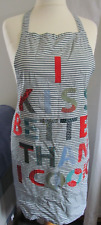Vintage White Stuff I KISS BETTER THAN I COOK Unisex Cotton Apron Kitchen Bake