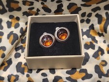  925 Amber Earrings Solid