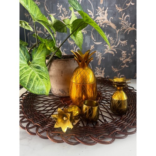 Vintage brass pineapple set - brass,