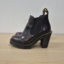 Dr Martens Hurston Red Cherry Rub Off Leather Heel Chelsea Chunky Boots Uk 6