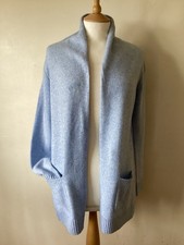 PETER HAHN PALE BLUE 100% MERINO VIRGIN WOOL CARDIGAN WITH POCKETS UK 12