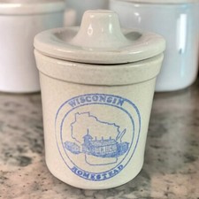 Vintage Homestead Wisconsin Dairy Cheese Butter Stoneware Crock Jar 5” in