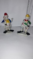 Porcelain Clown Figurines Vintage Yelow Green and Red