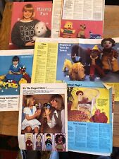Vintage Toy Knitting Patterns Dog, Siamese Cat, Duck, Finger Puppets, Clown Cow