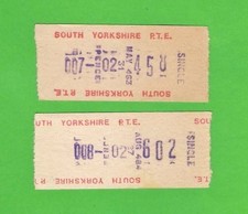 South Yorkshire PTE - 2 x Setright Bus Tickets - 7p & 8p - Sheffield - c.1970s