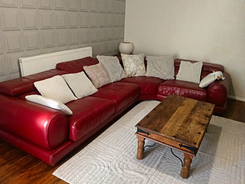 Red leather corner - leather, sofa