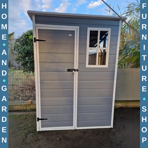 Grey garden storage shed with - grey,