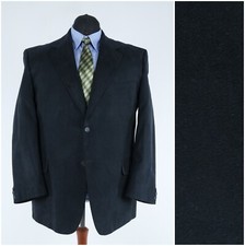 Mens Black Faux Suede Blazer 52R UK Size LENZO PARIS Sport Coat Jacket