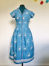Beautiful Lottie Seasalt Cornwall Nautical Dress Sz 8 Boats Yachts Sailor 50’s