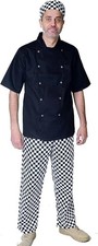 4XL - Navy Chefs Jacket Unisex Short Sleeve Professional Kitchen Uniform 50-52"