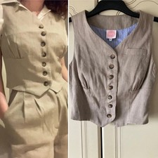 Emmy Design Sweden Gentlewoman Waistcoat Sand Herringbone Linen Vintage